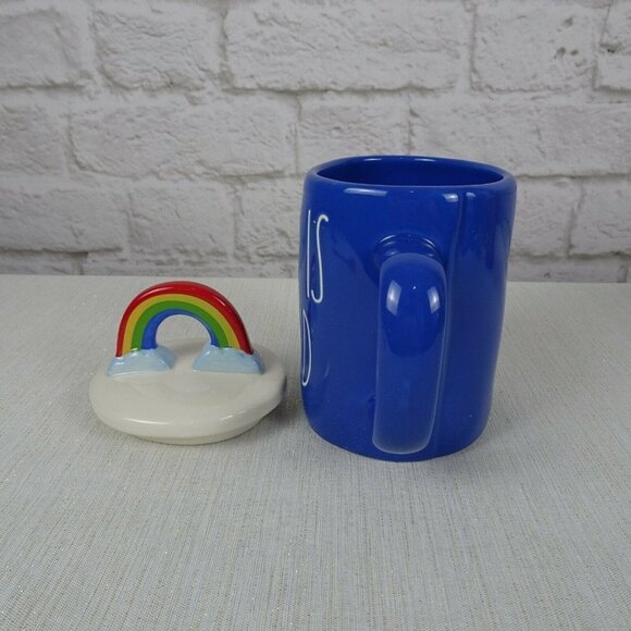 RAE DUNN Rainbow 🌈 Figural Mug Love Is Blind Blue With Lid Pride Decor New - Picture 11 of 12